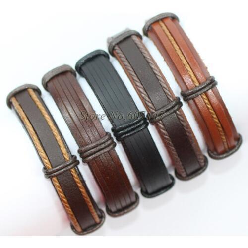 ZotatBele 5pcs/set Wholesale genuine male charm leather bracelet men for Christmas pulseira masculina Feminina couro mujer