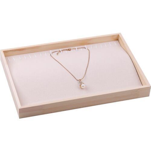 1pcs 350 * 240 * 35 mm rectangular wooden necklace display tray