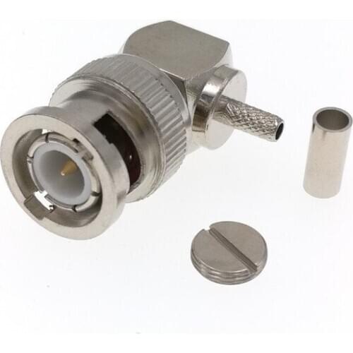 10pcs BNC Crimp Plug Male Right Angle RF Connector For RG174 RG316 LMR100 Cable