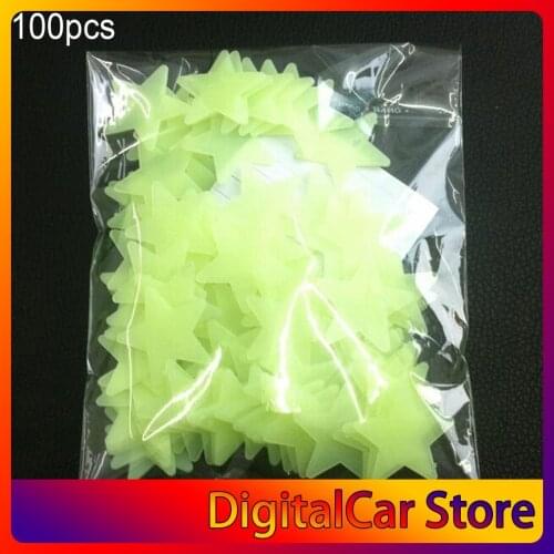 100pcs 3CM 3D Luminous Star Wall Sticker Fluorescent Kids Bedroom Ceiling Home Dark Star Wall Stickers Festivel Decor