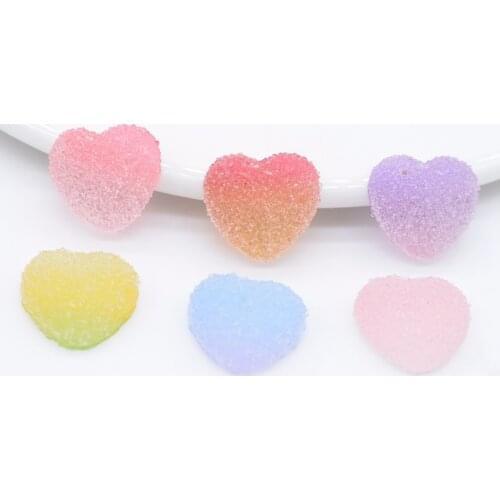 20Pcs/lots 18mm Soft Candy Heart Kids Clips Supplies Accessories Phone Case Decor Slime Filler Miniature Crafts Patches