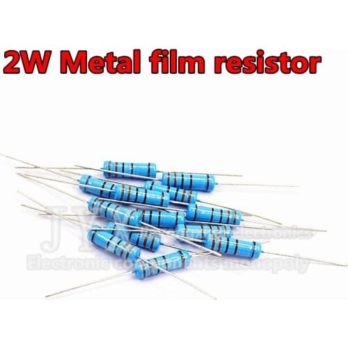 20pcs/lot 2W Metal film resistor 1% 0.1 1R ~10M 2.2R 4.7R 1M 22R 47R 100R 220R 470R 1K 10K 100K 2.2 4.7 10 22 47 100 220 470 ohm