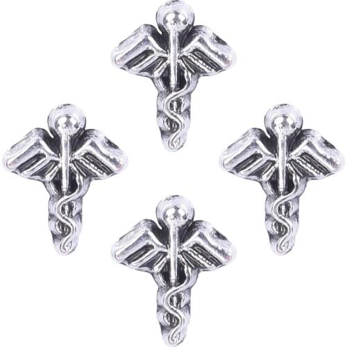 20Pcs/lot Medical Symbol Snake Scepter Wing Floating Charms Animal Pendant Finding Locket Necklace Nurse Doctor Gift Jewelry