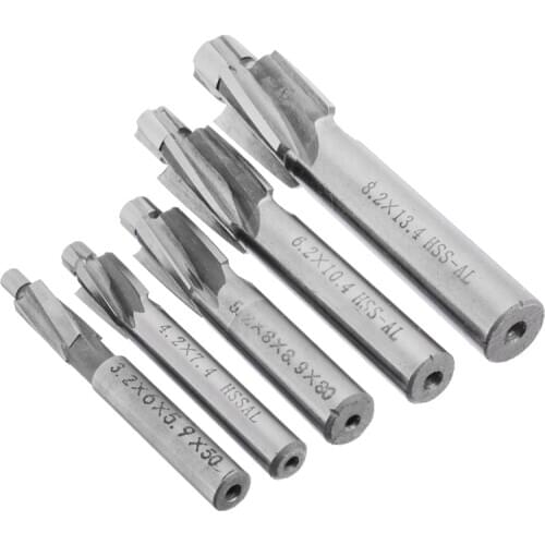 5Pcs HSS Counterbore End Mill M3-M8 Pilot Slotting Tool Milling Cutter Countersink End Mills