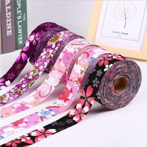 5yards/lot Grosgrain Ribbon Lovely Floral Printed Thermal Transfer Ribbons for DIY Bow Craft Card Gifts Packing(30/40mm)