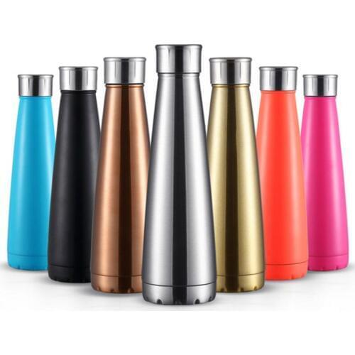 500ml Cone Double Wall Cola Chilly Bottle 304 Stainless Steel Thermos Insulated Tumbler Vacuum Flask Sport Thermal Mug