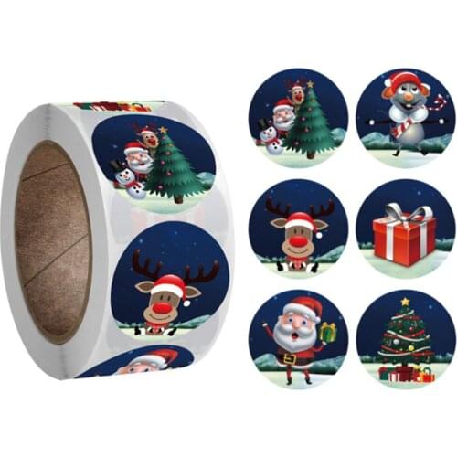 500pcs/roll Merry Christmas Stickers Labels Roll Stickers Scrapbooking For Festival Small Business Envelope Packing Stickers