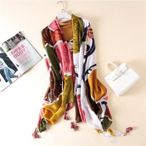 9pcs New high quantity fashion viscose tassels print girl tree flower hijab women scarf/scarves warps shawl muslim hijab bandana