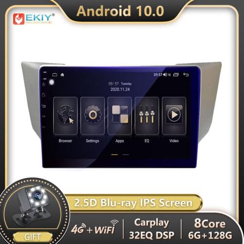 EKIY For Lexus RX300 RX330 RX350 RX400H 2004-2009 Android 10 Car Radio 6+128G Autoradio Multimedia Video Player Navigator GPS BT