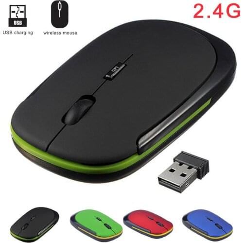 Ultra-thin Mini Portable Mice 2.4GHz Wireless Mouse + USB Receiver 1600DPI 10m Gaming Mouse for Macbook Laptop PC