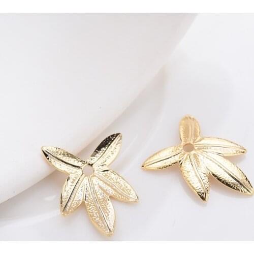 14K Real Gold Filled Color-Preserving Bracelet Necklace Maple Leaf Charms Pendants DIY Jewelry Making Findings Accessories