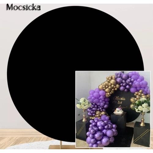 Black Round Backdrop Decorations Solid Color Circle Birthday Cake Smash Background Photography Baby Shower Party Banner Props