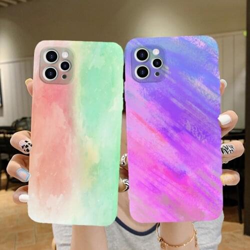 Colorful Painted Case For iPhone 12 Pro 11 Max Mini SE 2020 6 6S 7 8 Plus 5 5S XS XR X Ultra Thin Soft Silicone Back Phone Cover
