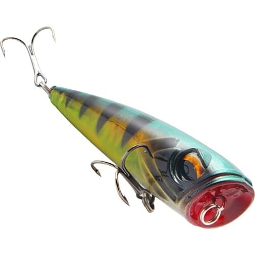 Dayselect 1PCS Popper Fishing Lure 80MM 14G Floating Hard Bait Top Water Wobblers Artificial Bait For Pike Fishing Hooks Pesca