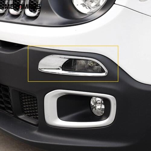 For Jeep Renegade 2014-2016 2017 2018 2019 Chrome Front Turn Signal Warning Lamp Light Cover Trim Frame Accessories Car styling