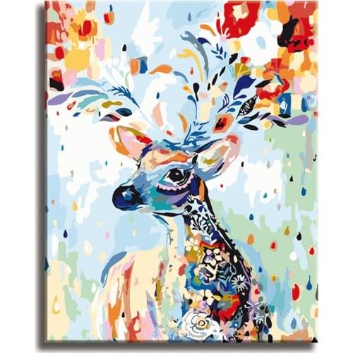 Oh Dear Paint by Numbers Colorful Oil Painting Abstract 16x20 Framed DIY Paint by Numbers Kit for Adults Beginners
