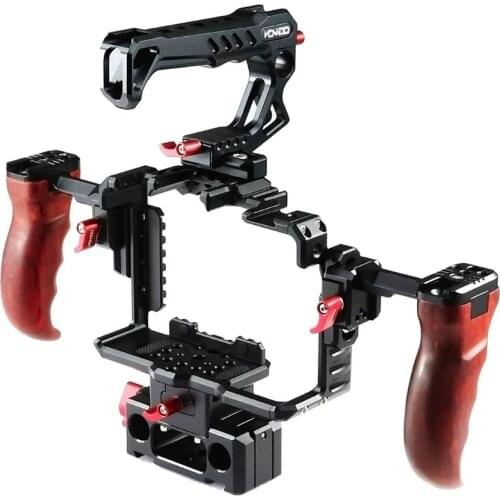 HONTOO A7 A7S3 Dslr Camera Cage for SONY A7S3 A7 A7M3 A7R3 A7R4 A9 A9M2 Dslr Rig Top Hanlde Baseplate Wooden Handle VS Smallrig
