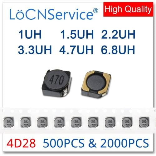 LoCNService 500PCS 2000PCS 4D28 4.8*4.8*3.2mm SMD 1UH 1.5UH 2.2UH 3.3UH 4.7UH 6.8UH Surface Mount Power Inductors 4.8x4.8x3.2mm