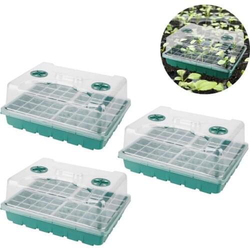 Planting Pot Seedling Tray 3pcs Gardening Supplies Nursery Transparent 38*28*16cm Green PP Thermal Insulation 48 Holes