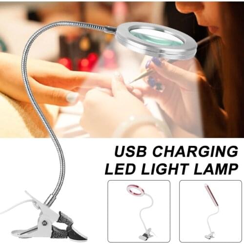 Magnifier Nail Beauty Light Tattoo Clip Light USB Table Lamp Flexo LED Desk Lamp Student Book Lights Study Lamp Reading Light