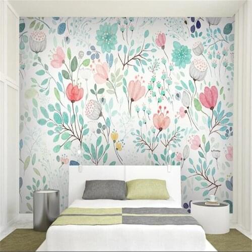 Milofi large mural wallpaper Nordic simple watercolor flowers background wall decoration painting