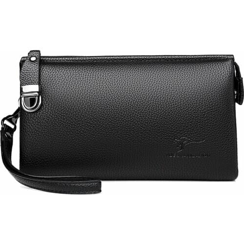Luxury Brand Leather Men Clutch Bag Business Wristlet Phone Wallet Male Handy Bag Black Brown Long Purses Leather Clutch For Men