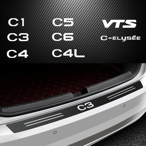 Car Rear Bumper Scuff Protective Sill Pedals Cover Stickers Trunk Guard Decals For Citroen C1 C3 C4 C5 C6 VTS Auto Accessories