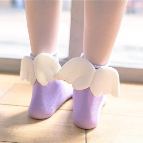 New Womens Angel Wings Socks Kawaii Candy Color Socks 1 Pair Cartoon Socks Cute Lovely Socks Wholesale Socks EU 35-43 Size