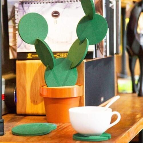 Wholesale 6 PCS Novelty Coaster Flower Cactus Shaped Mats Drinks Cup Holder Tablewares