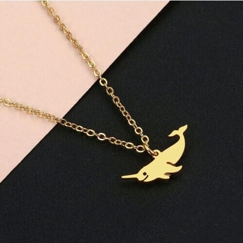 Cxwind Stainless Steel Narwhal Pendant Necklaces 2020 Fashion Unicorn of the sea Fish Choker Girls Valentines Day Gifts Collier