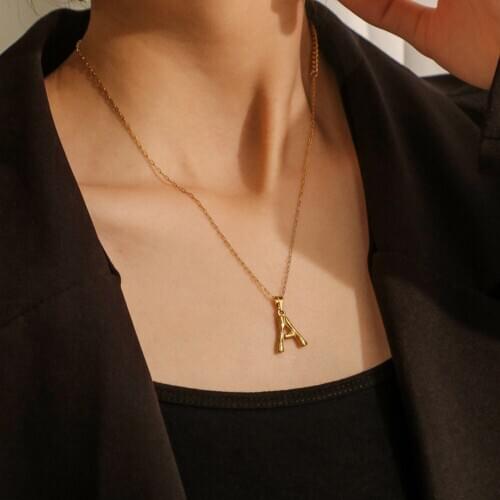 Alphabet Initial A-Z 26 Letter Necklaces For Women Stainless Steel Gold Letter Tree Trunk Choker Birthday Jewelry Christmas Gift