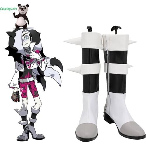 P Sword And Shield Piers Black White Cosplay Shoes Long Boots Leather CosplayLove For Halloween Christmas