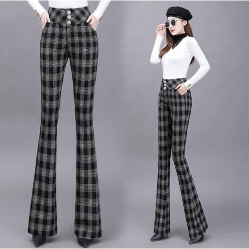 High Waist Casual Pants pants Womens Plaid Pants Fall New Flared Pants Womens Slim pants cargo pants women pants for women