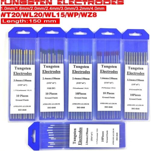 Professional Tungsten Electrodes TIG Welding Rods 150mm 6" 1.0 1.6 2.4 3.2mm WL20 WT20 WC20 WL15 WZ8 WY20 WP WR