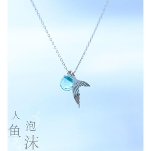 Mermaid Fishtail Necklace Whale Necklace Blue Tailed Fish Nautical Chokers Charm Mermaid Tail Pendant Necklace Jewelry for Women
