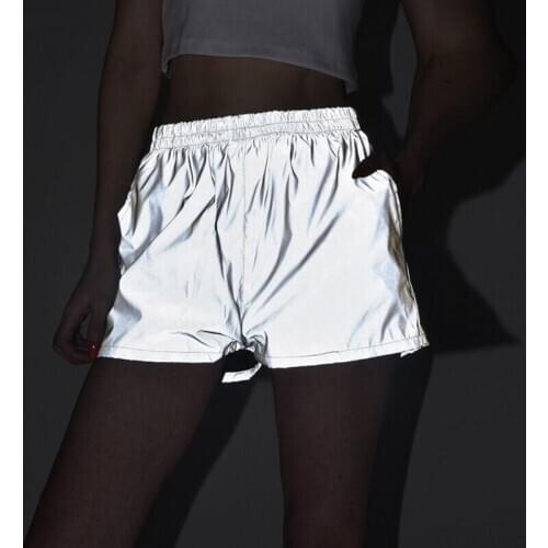 Hip Hop Women Sexy Reflective Shorts Shiny in the night Bottoms Festivals Clubwear Costumes Silver Evening Party Clubwear