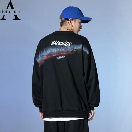 Hip Hop Sweatshirt Man And Women Streewear Spray Rainbow Letter Print Cotton Harajuku Pullover Oversize Loose Tops Tees Autumn