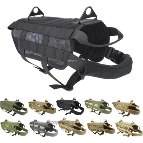 Tactical Camouflage Dog Vest Police Training Service Dog Vests Military Army Hunting Molle Dog Harness with Handle