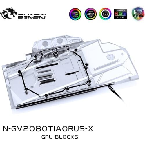 Bykski Water Block use for GIGABYTE AORUS GeForce RTX2080TI 11G / Full Cover Copper Radiator Block / RGB Light support AURA SYNC