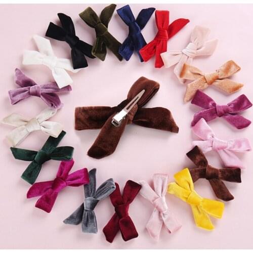 Kids Soft Velvet Bow Hairpins Cross Knot Hair Clip Girls Hair Accessories Cute Hairgrips Children Girls Barrettes Red Hairbands