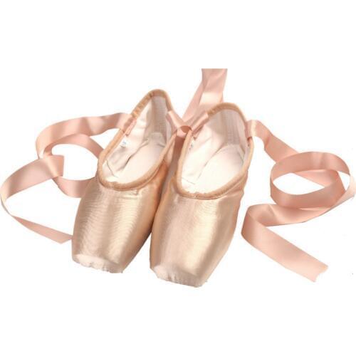 USHINE 29-44 professional high quality ladies satin ballet shoes with ribbons ballet pointe shoes ballerina girls woman