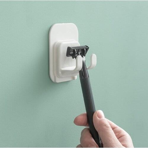 1/2/3Pcs White Plastic Adhesive Wall-Mounted Shaver Holder Hook Men Shaving Shaver Shelf Bathroom Razor Rack Bathroom Accessorie
