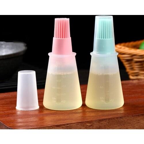 1 Pcs Portable Silicone Oil Bottle with Brush Grill Oil Brushes Liquid Oil Pastry Kitchen Baking BBQ Tool Kitchen Cookware Tools