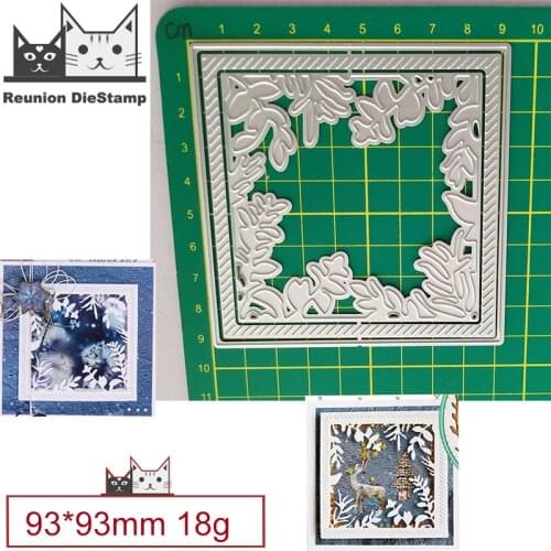 2021 Cut Die Christmas Leaves Border Square Frame Metal Cutting Dies DIY Scrapbooking Steel Craft Die Cut Embossing Paper Cards