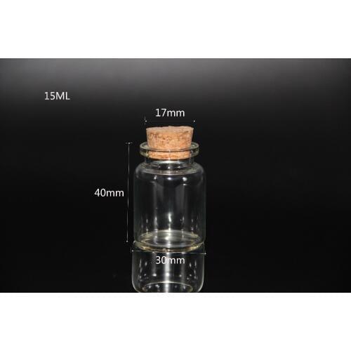 5pcs 30*40mm 15ML Mini Clear Glass Storage Bottles jars vial Empty Sample Jars with Cork Stoppers for DIY Craft Wedding Decor