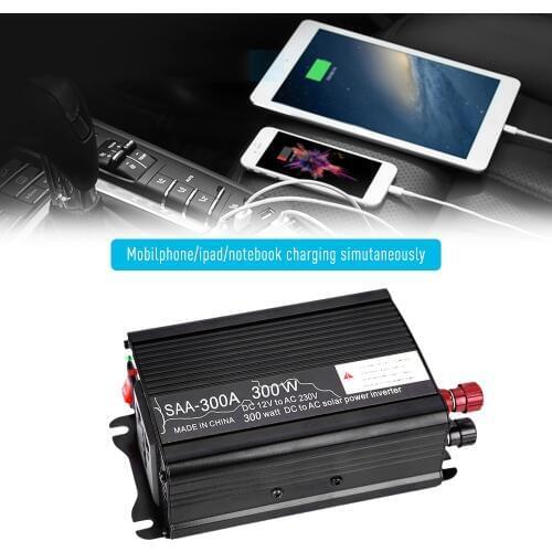 300W Car Power Inverter Solar Power Inverter DC 12V to AC 110V / 230V Modified Sine Wave Converter with Dual USB Interface