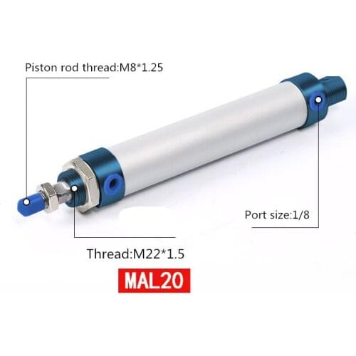 Free shipping MAL Series Mini Pneumatic Cylinder 20mm bore 25mm-500mm Stroke Double Acting Aluminum Alloy Air Cylinder