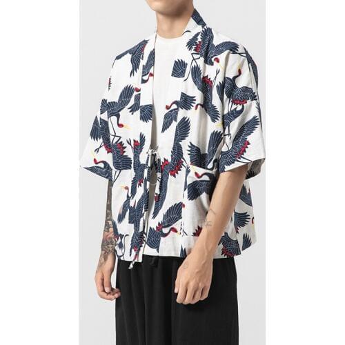 Blouses male hawaiian shirt men Japanese kimono cardigan harajuku Japanese streetwear clothing cool blouse male shirt KK001