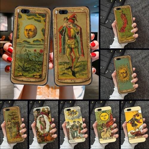 Retro Tarot cards Phone case For Xiaomi Mi Max Note 3 A2 A3 8 9 9T 10 Lite Pro Ultra black 3D prime tpu cover soft bumper art
