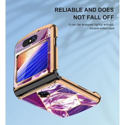 GKK Luxury Plating Fold Case For Motorola Moto Razr 5G Pattern Organic Glass Shockproof Edge Cover For Moto Razr 5G Case Coque